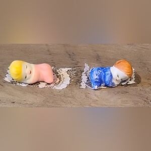 Sleeping Boy & Girl Baby Figurines Shelf Sitters * Read Details